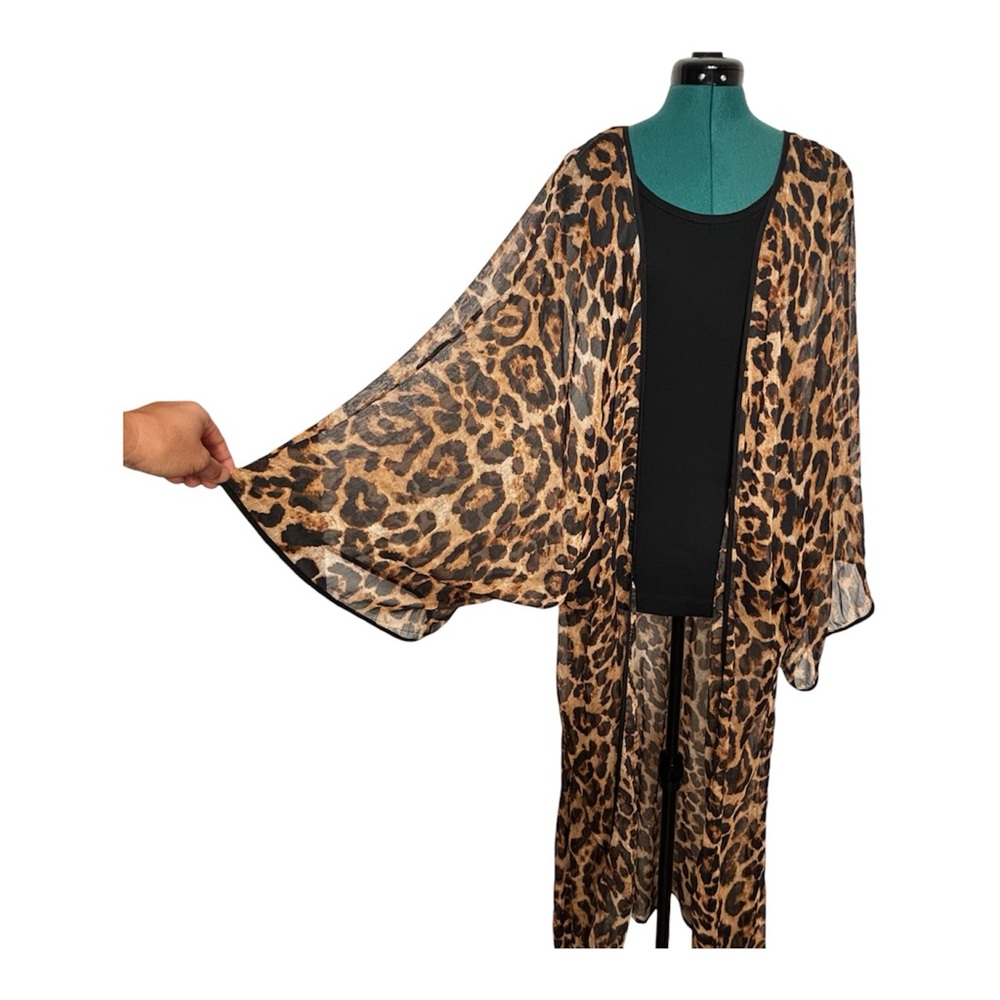 REVERSE Leopard Print Sheer Kimono Cardigan